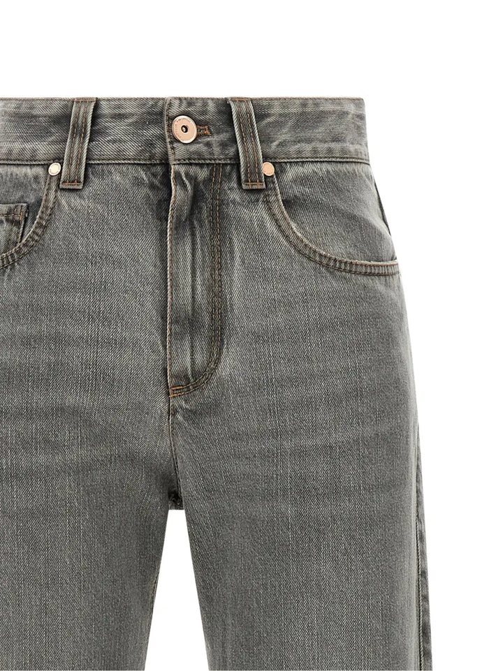 Brunello Cucinelli Gray Cotton Straight-leg Jeans