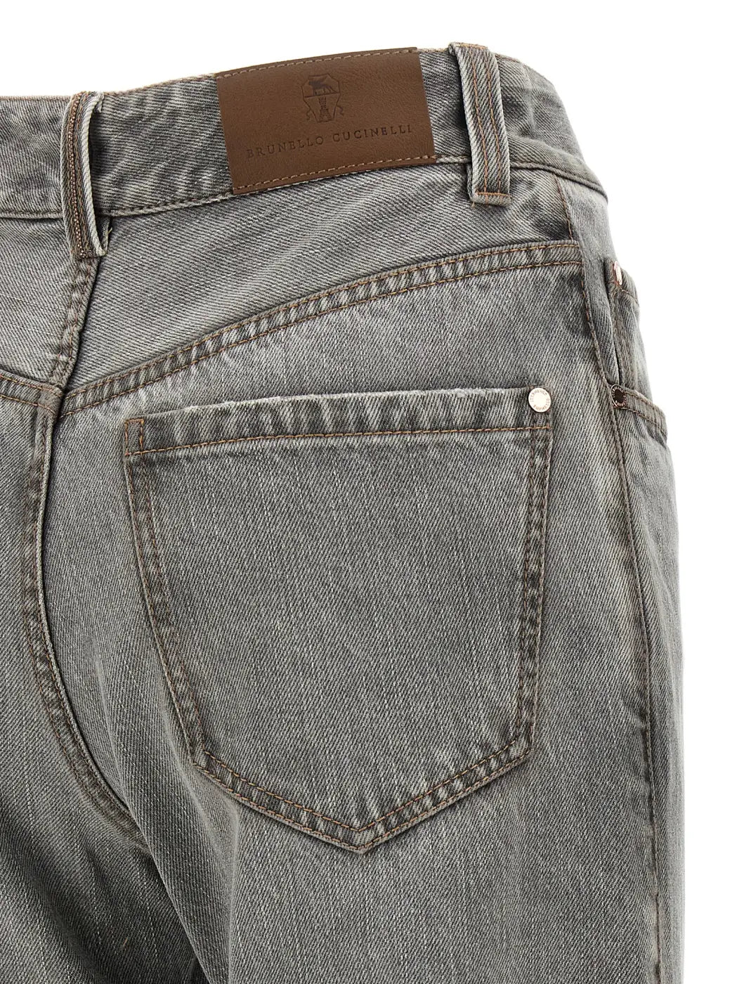 Brunello Cucinelli Gray Cotton Straight-leg Jeans