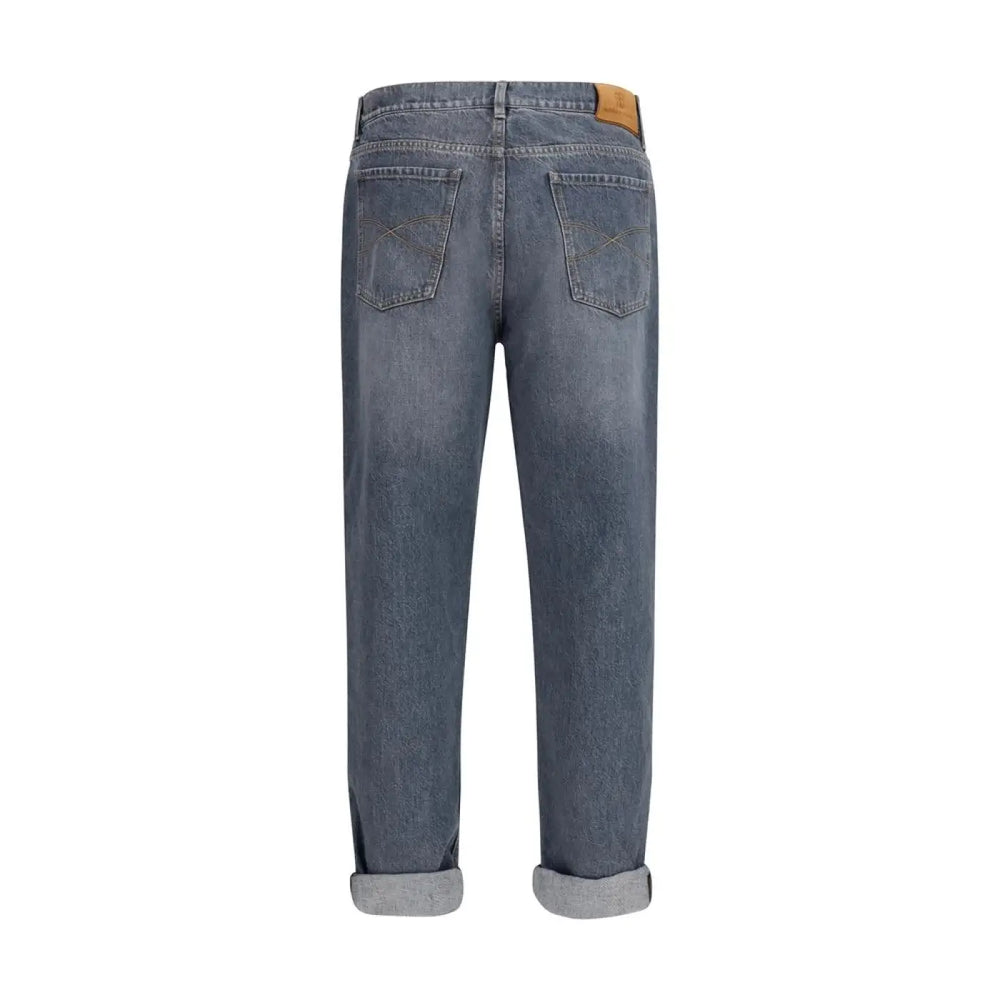 Brunello Cucinelli Gray Cotton Straight-leg Jeans