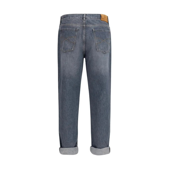 Brunello Cucinelli Gray Cotton Straight-leg Jeans