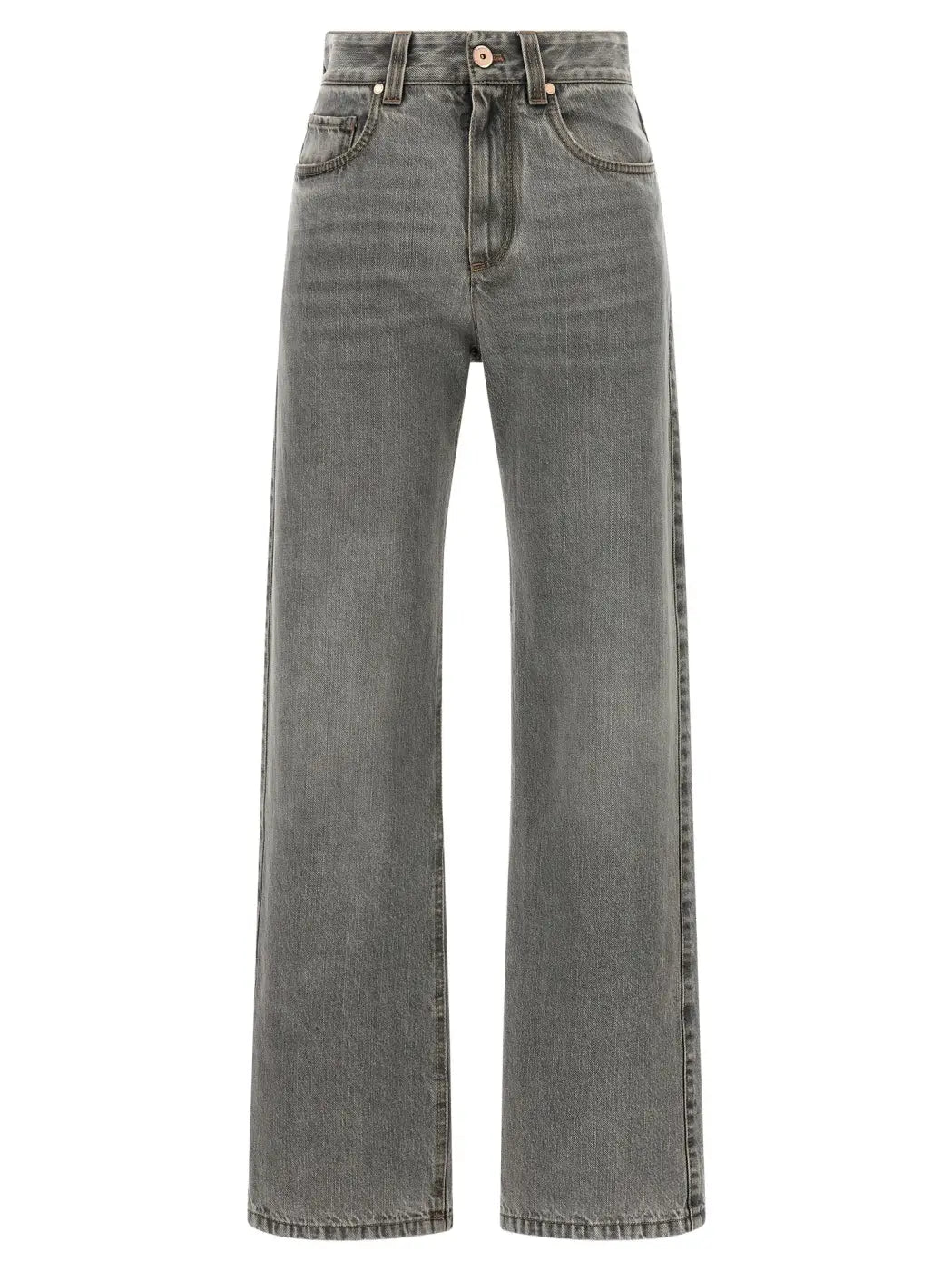 Brunello Cucinelli Gray Cotton Straight-leg Jeans