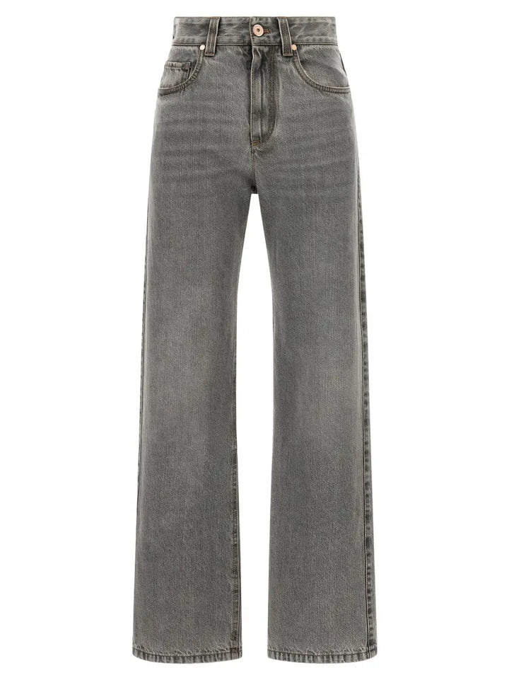 Brunello Cucinelli Gray Cotton Straight-leg Jeans