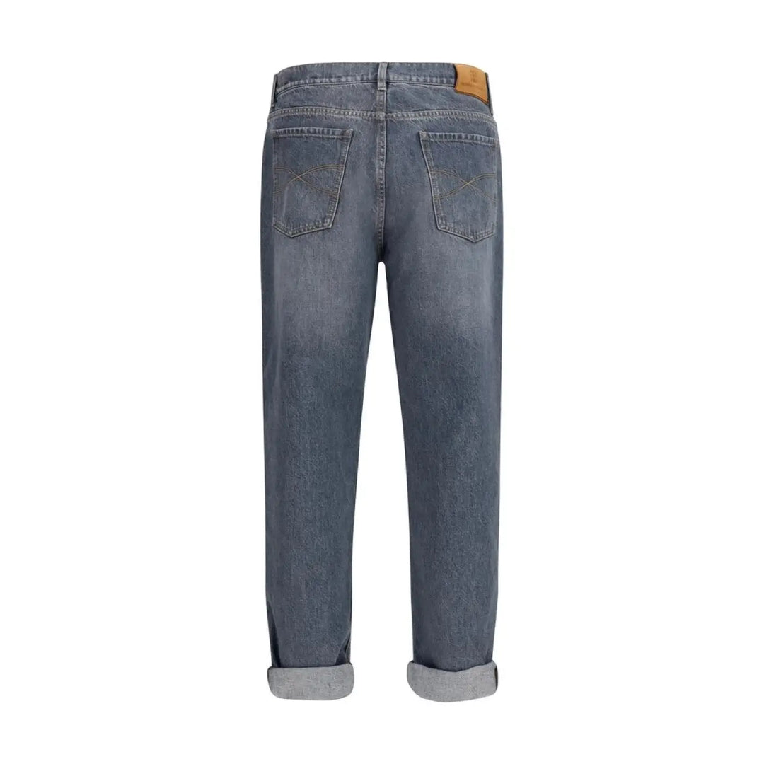 Brunello Cucinelli Gray Cotton Straight-leg Jeans