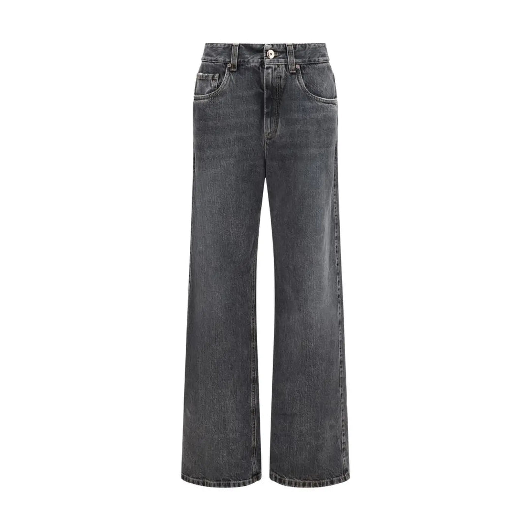 Brunello Cucinelli Gray Cotton Straight-leg Jeans
