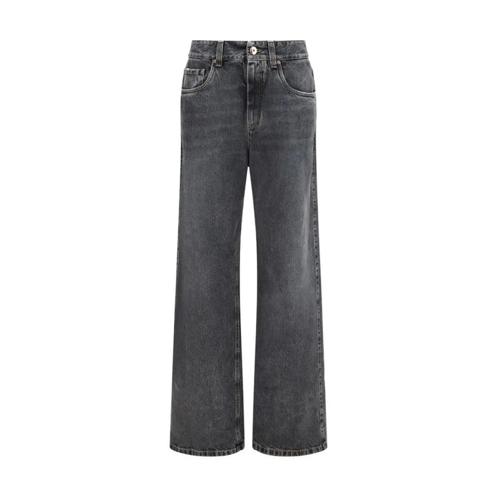 Brunello Cucinelli Gray Cotton Straight-leg Jeans