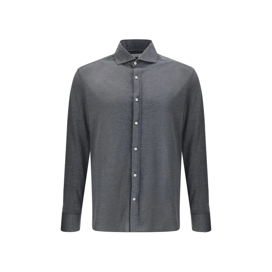 Brunello Cucinelli Gray Silk Dress Shirt