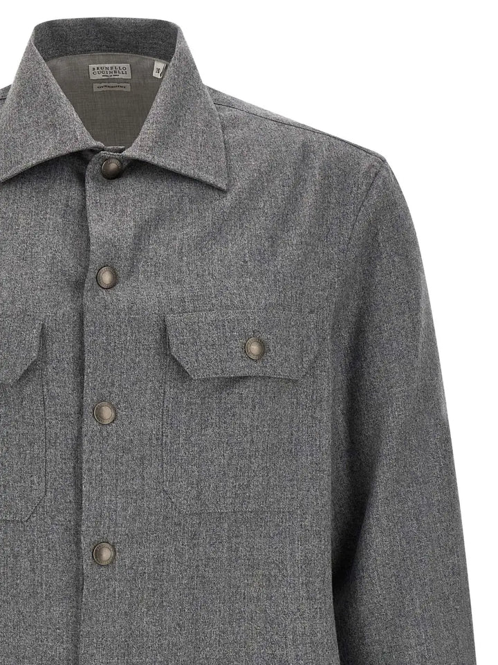 Brunello Cucinelli Gray Virgin Wool Blouse