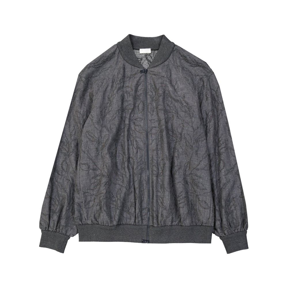 Brunello Cucinelli Bomber Jackets - Gray Virgin Wool