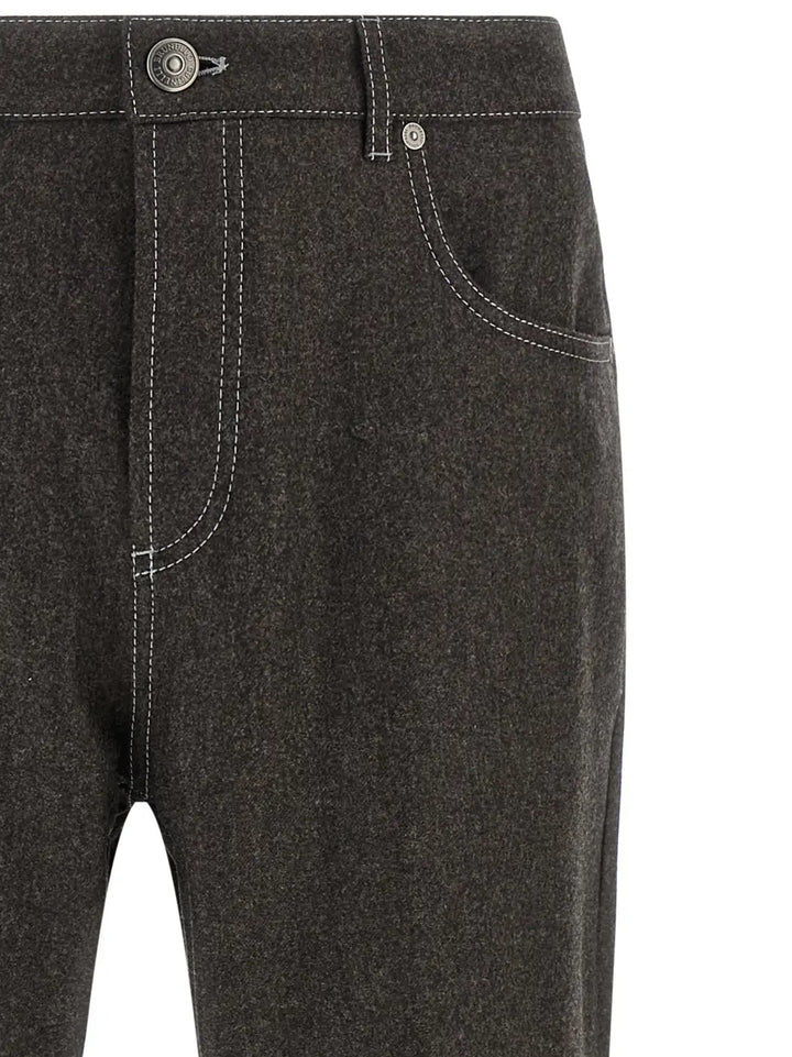 Brunello Cucinelli Gray Virgin Wool Casual Pants