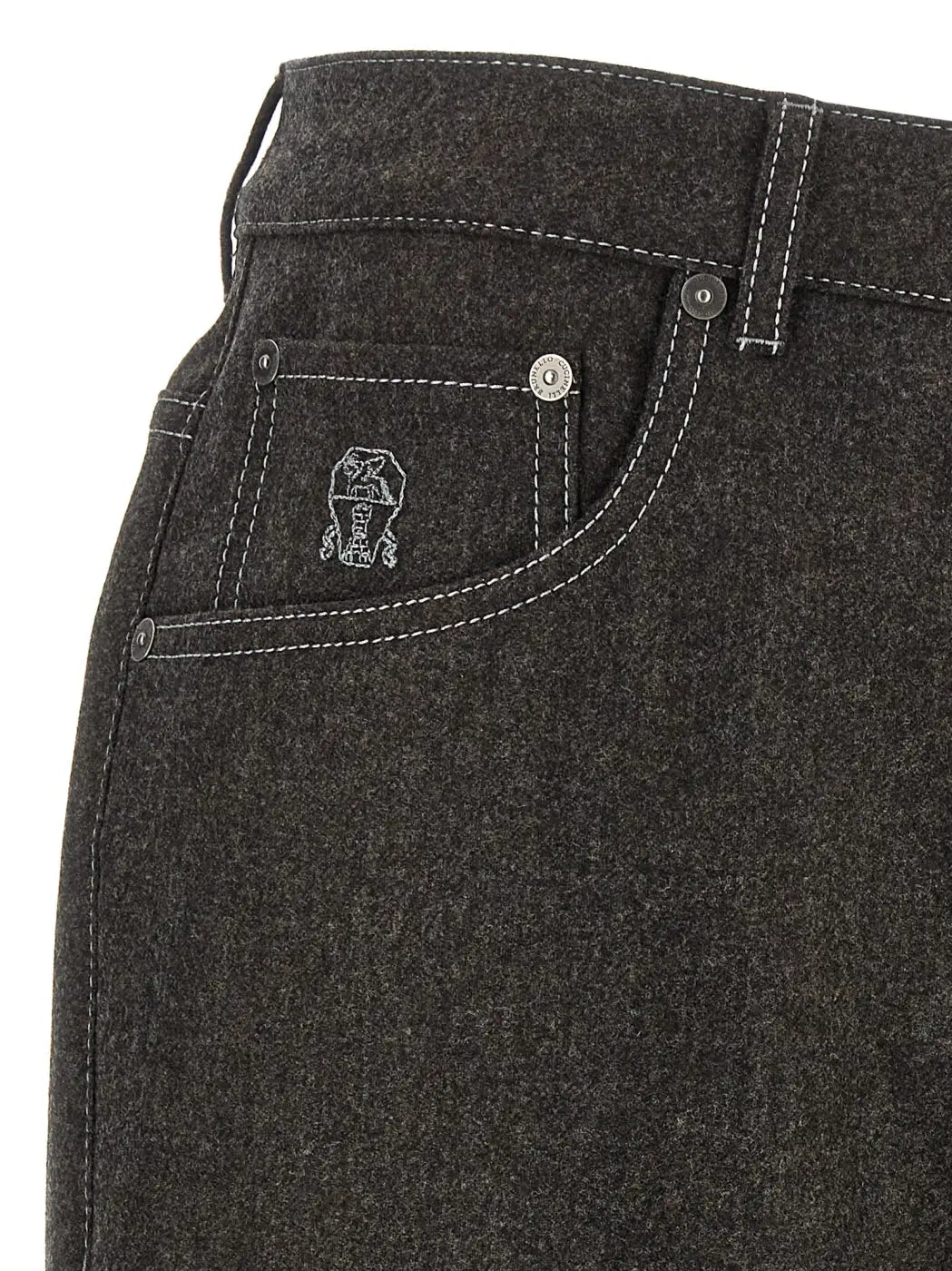 Brunello Cucinelli Gray Virgin Wool Casual Pants