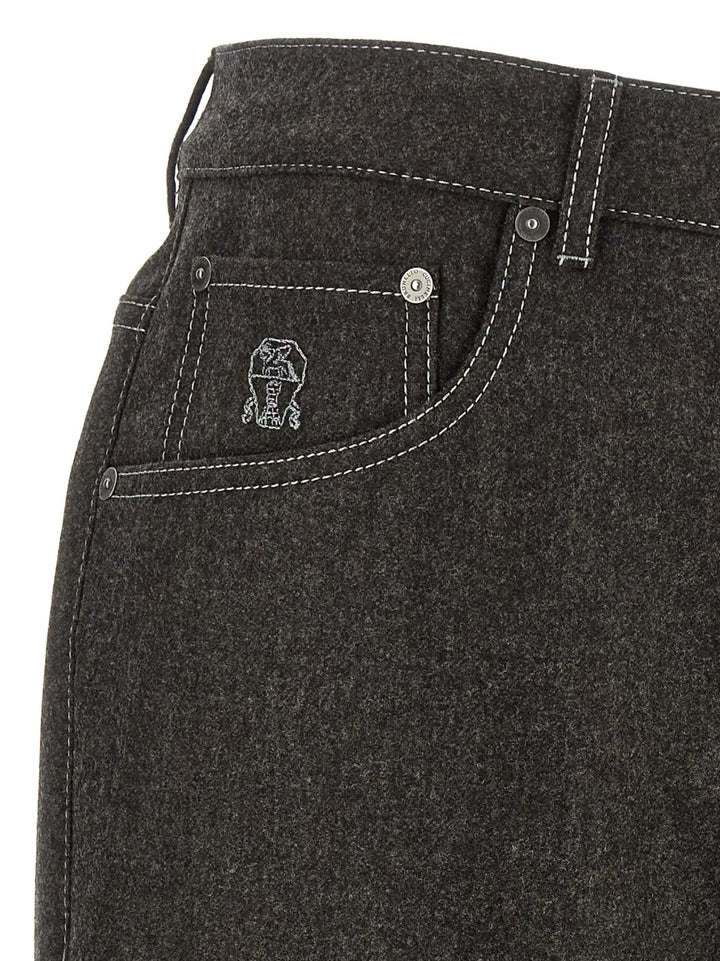 Brunello Cucinelli Gray Virgin Wool Casual Pants