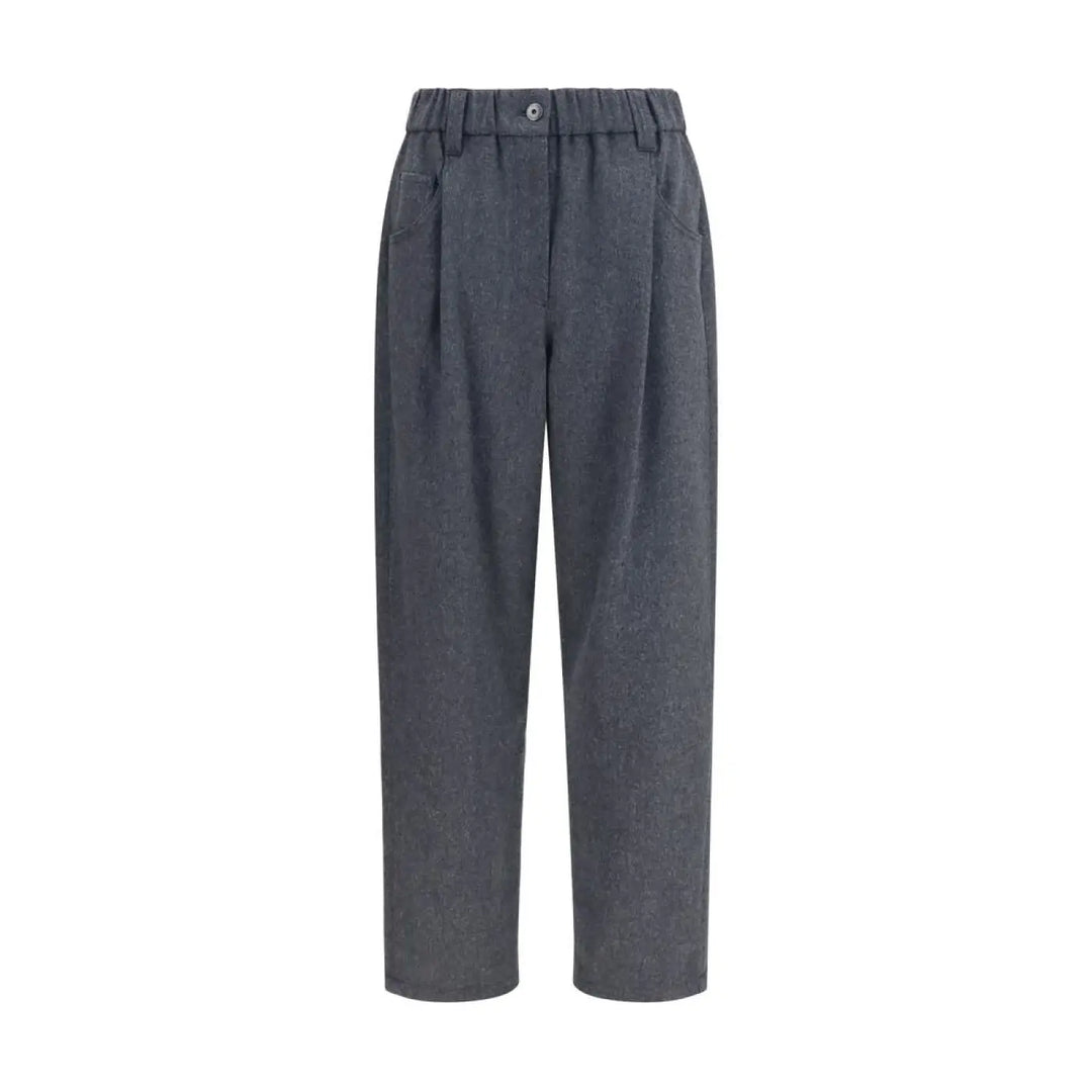 Brunello Cucinelli Gray Wool Oves Aries Casual Pants