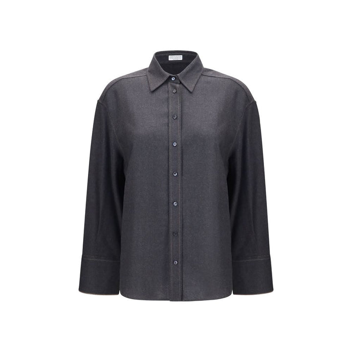 Brunello Cucinelli Shirts - Gray Wool Oves Aries Dress Shirt