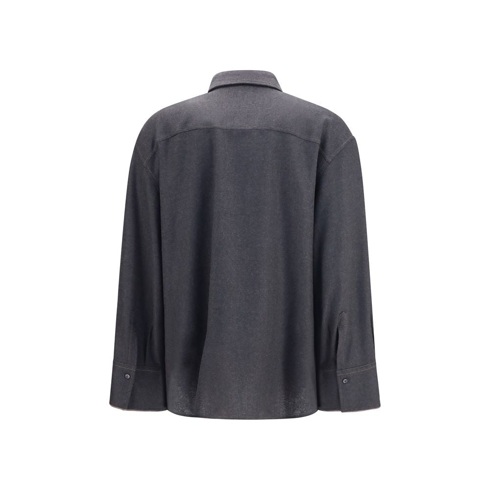Brunello Cucinelli Shirts - Gray Wool Oves Aries Dress Shirt