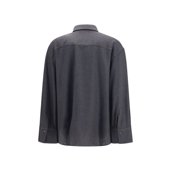Brunello Cucinelli Shirts - Gray Wool Oves Aries Dress Shirt