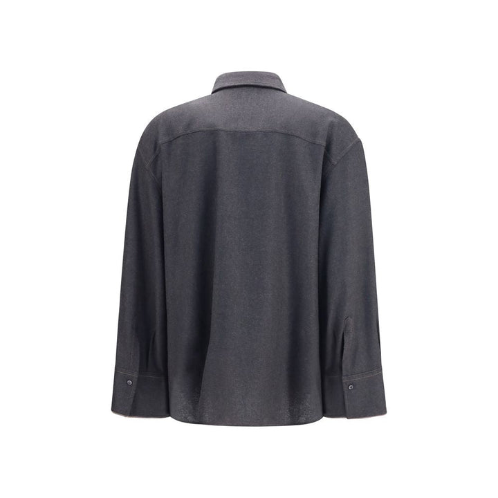 Brunello Cucinelli Shirts - Gray Wool Oves Aries Dress Shirt