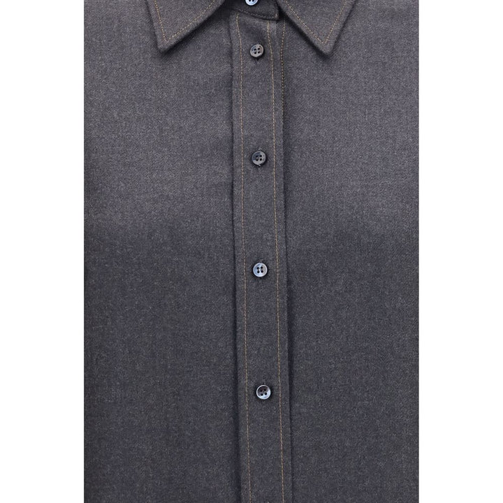 Brunello Cucinelli Shirts - Gray Wool Oves Aries Dress Shirt