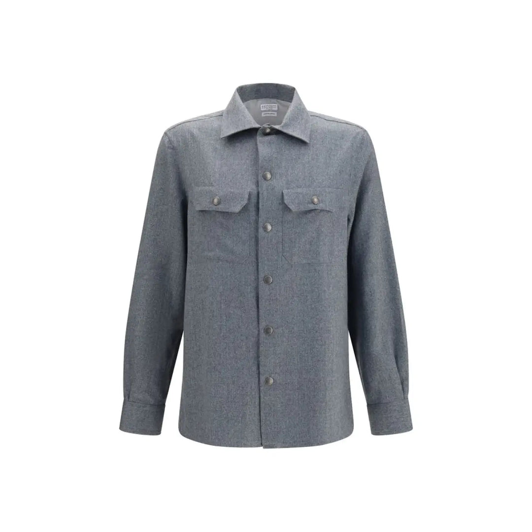Brunello Cucinelli Gray Wool Oves Aries Dress Shirt