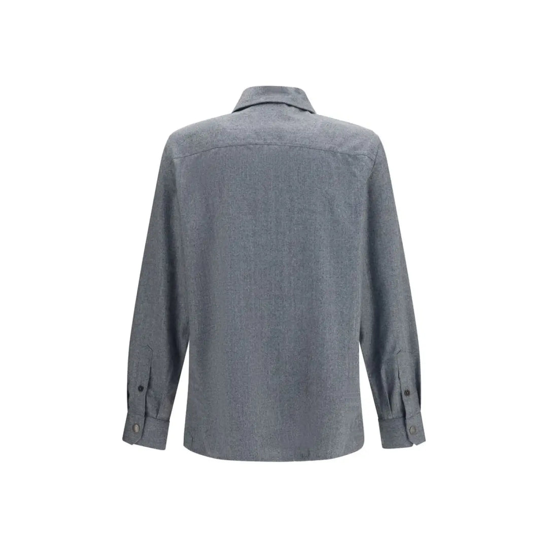 Brunello Cucinelli Gray Wool Oves Aries Dress Shirt