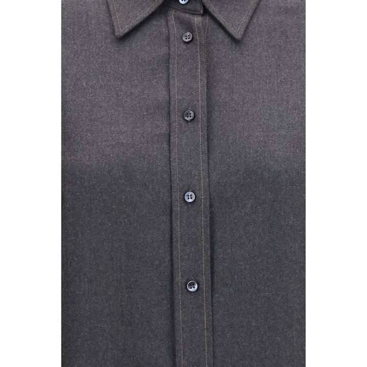 Brunello Cucinelli Gray Wool Oves Aries Dress Shirt