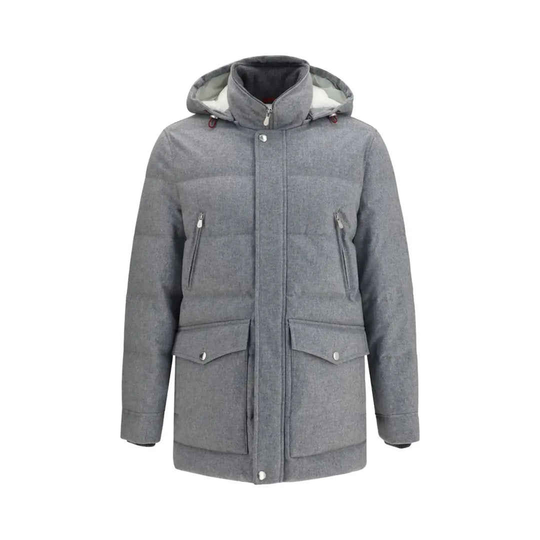Brunello Cucinelli Gray Wool Oves Aries Full-length Jacket