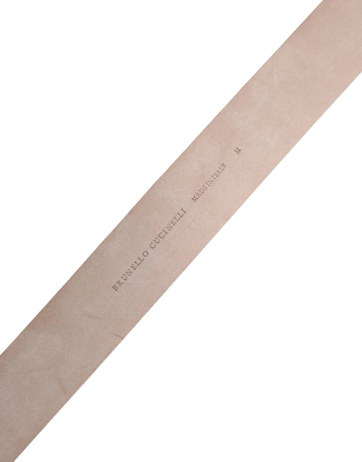 Brunello Cucinelli Metallic Beige Leather Silver Metal Buckle Belt