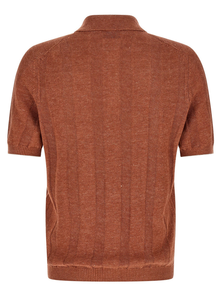 Brunello Cucinelli Orange Linen Polo Shirt