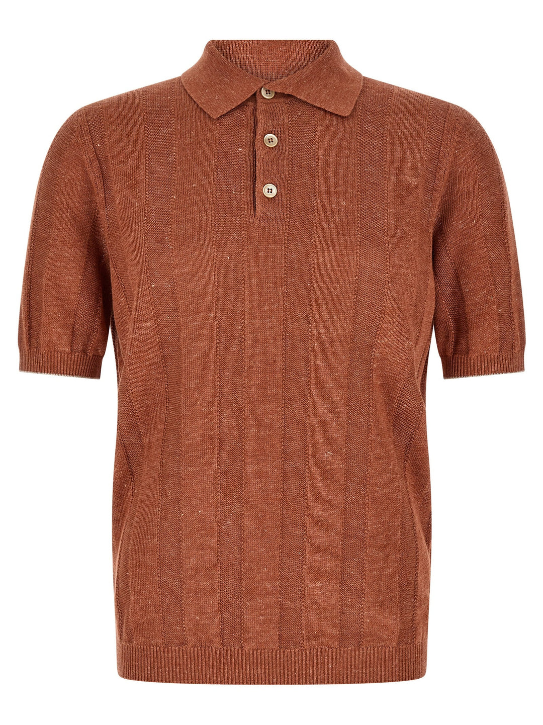 Brunello Cucinelli Orange Linen Polo Shirt