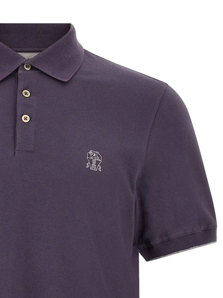 Brunello Cucinelli Purple Cotton Polo Shirt
