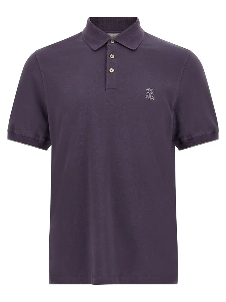 Brunello Cucinelli Purple Cotton Polo Shirt