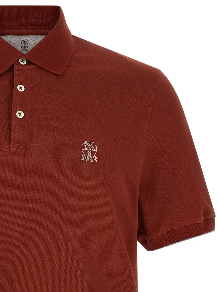 Brunello Cucinelli Red Cotton Polo Shirt