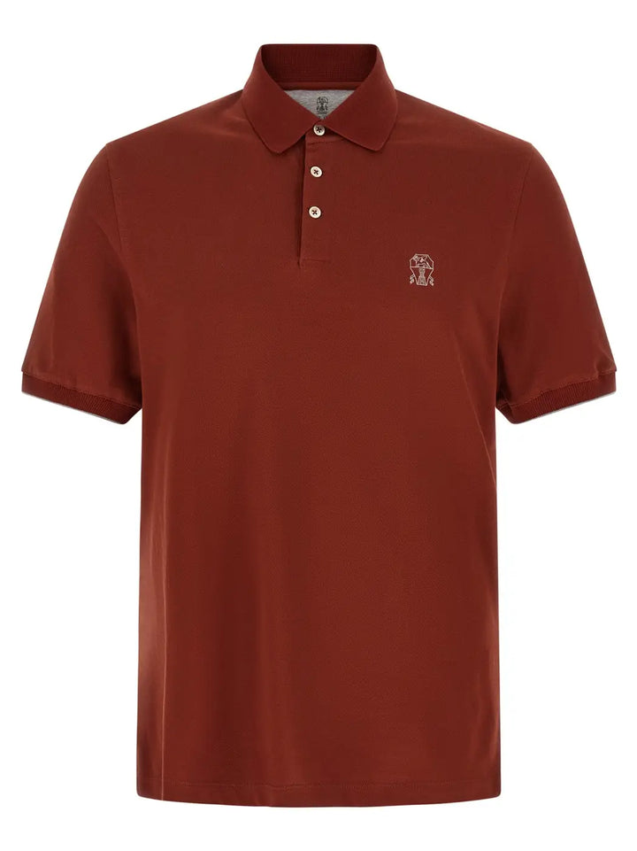 Brunello Cucinelli Red Cotton Polo Shirt