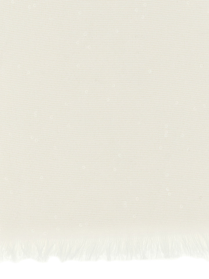 Brunello Cucinelli White Cashmere Scarf