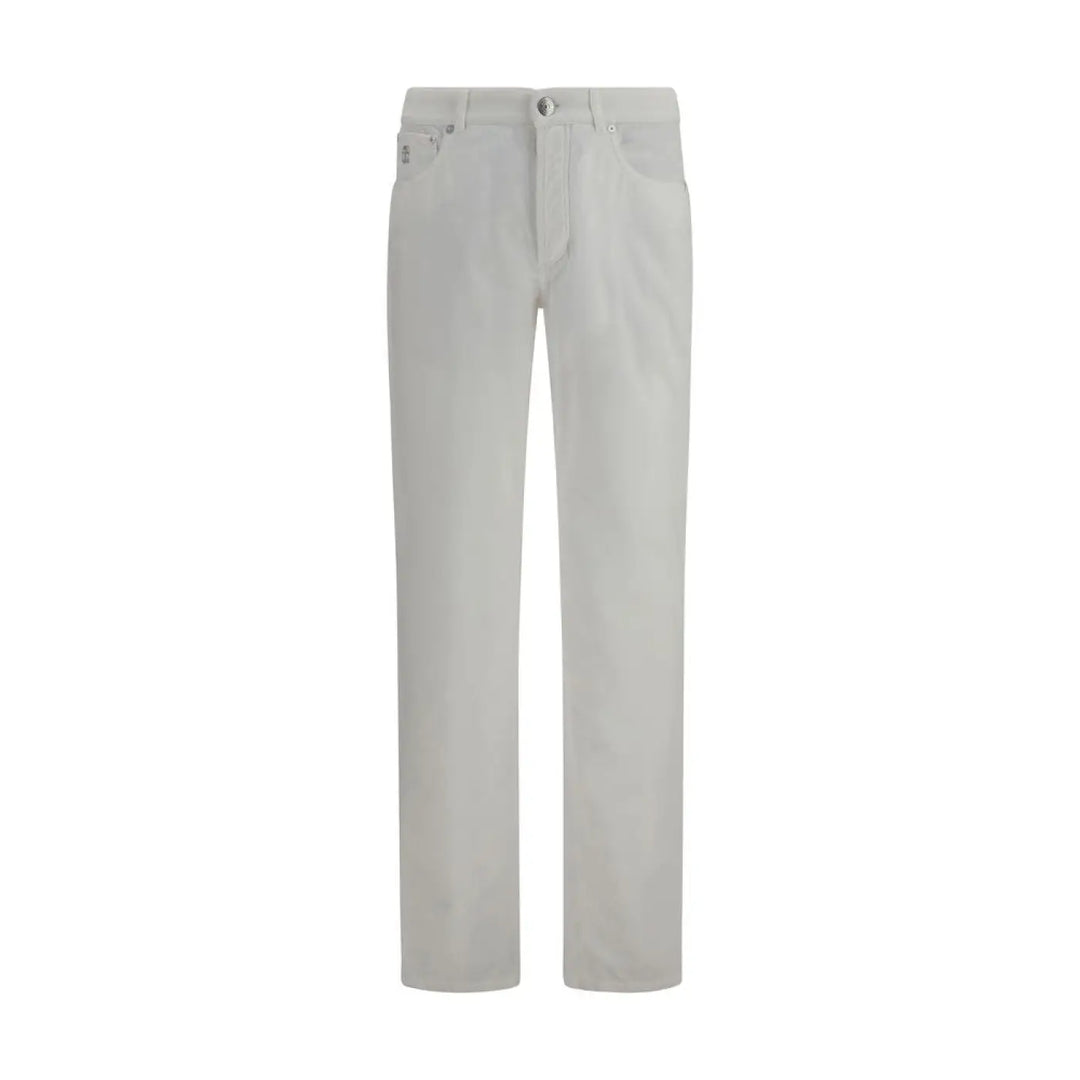 Brunello Cucinelli White Cotton Casual Pants