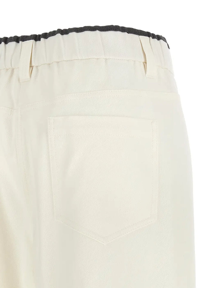 Brunello Cucinelli White Cotton Casual Pants