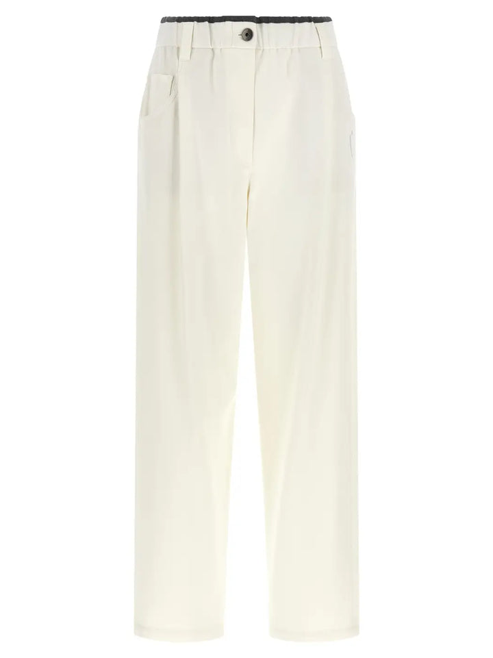Brunello Cucinelli White Cotton Casual Pants