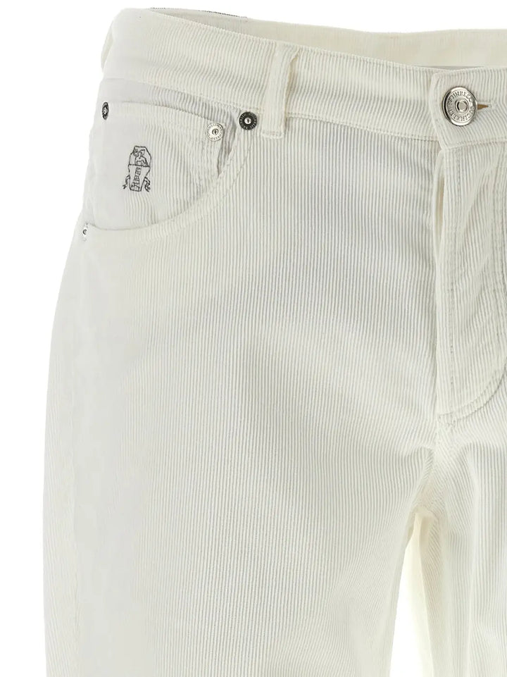 Brunello Cucinelli White Cotton Casual Pants