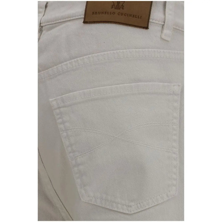Brunello Cucinelli White Cotton Cropped Jeans