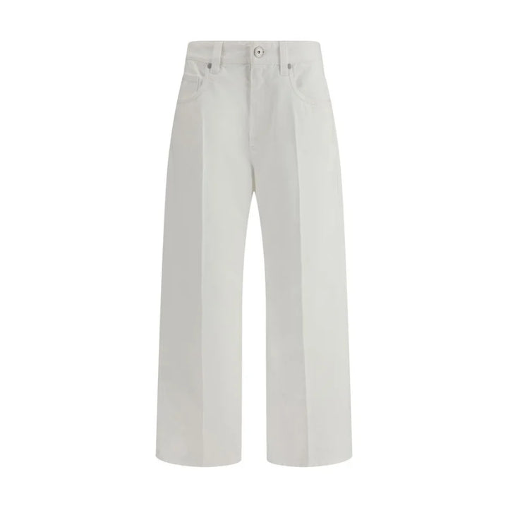 Brunello Cucinelli White Cotton Cropped Jeans