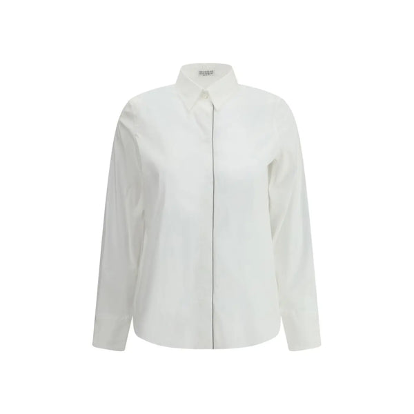 Brunello Cucinelli White Cotton Dress Shirt women’s dress