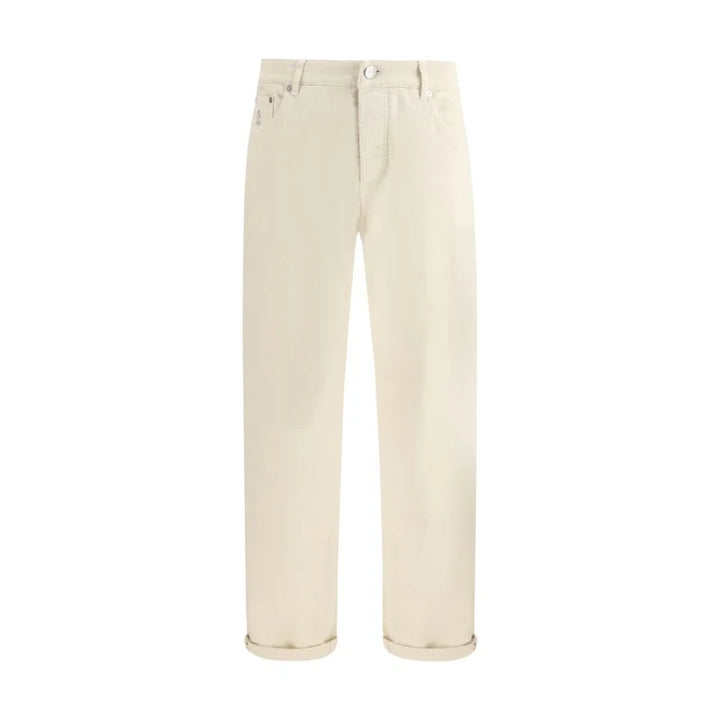 Brunello Cucinelli White Cotton High-Waisted Jean