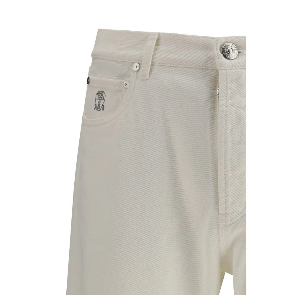 Brunello Cucinelli White Cotton Straight-Leg Jeans