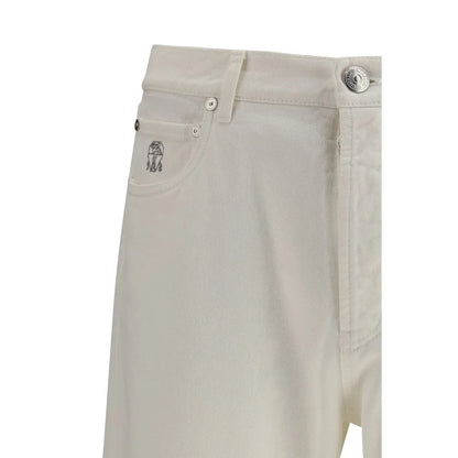 Brunello Cucinelli White Cotton Straight-Leg Jeans