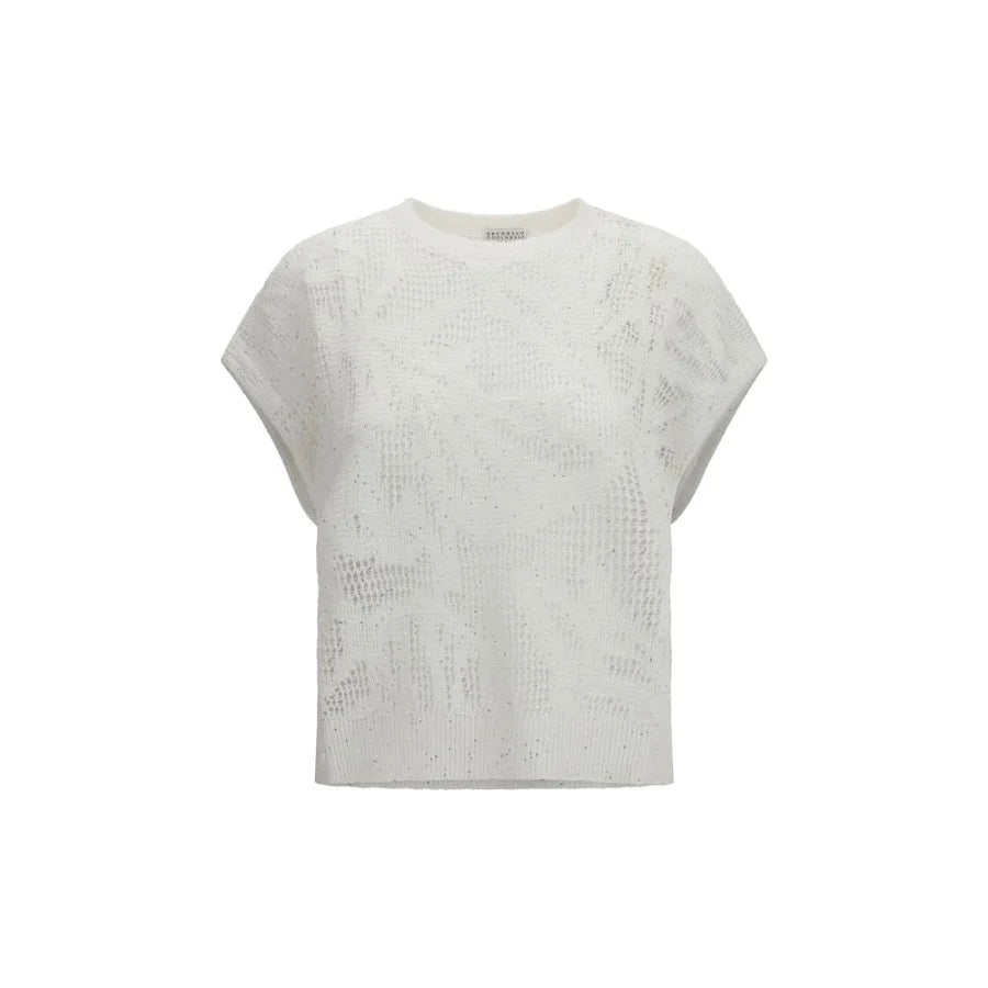 Brunello Cucinelli White Linen T-Shirt