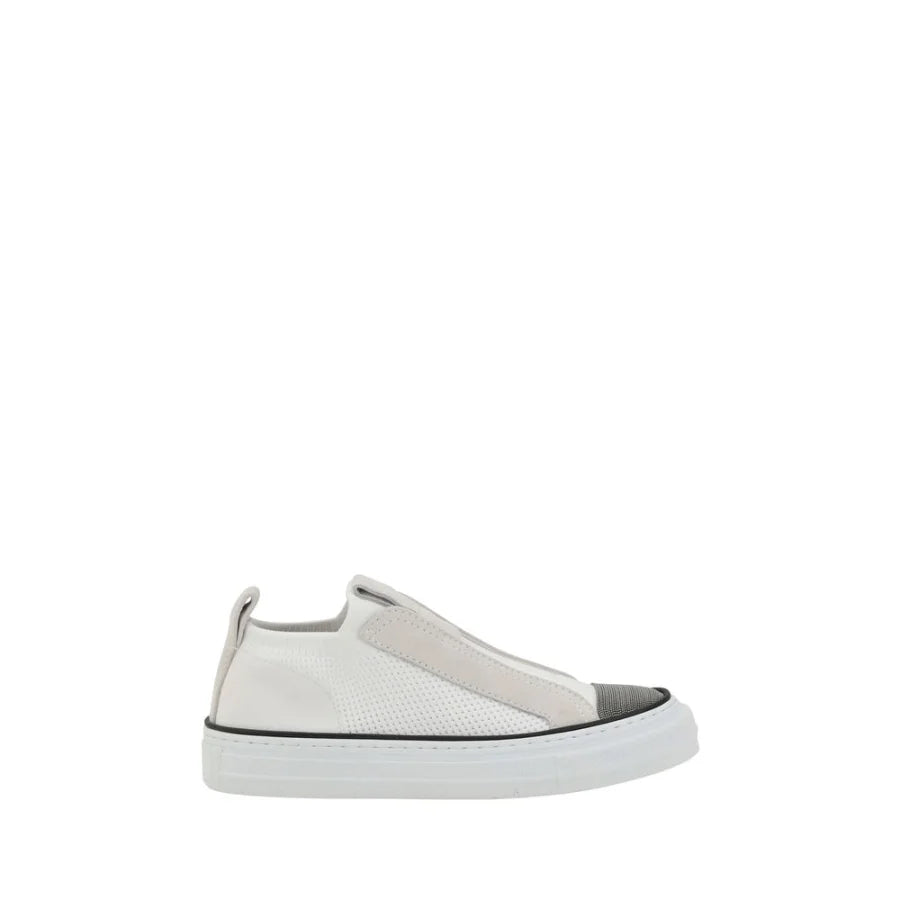 Brunello Cucinelli White Nylon Low Top Sneakers