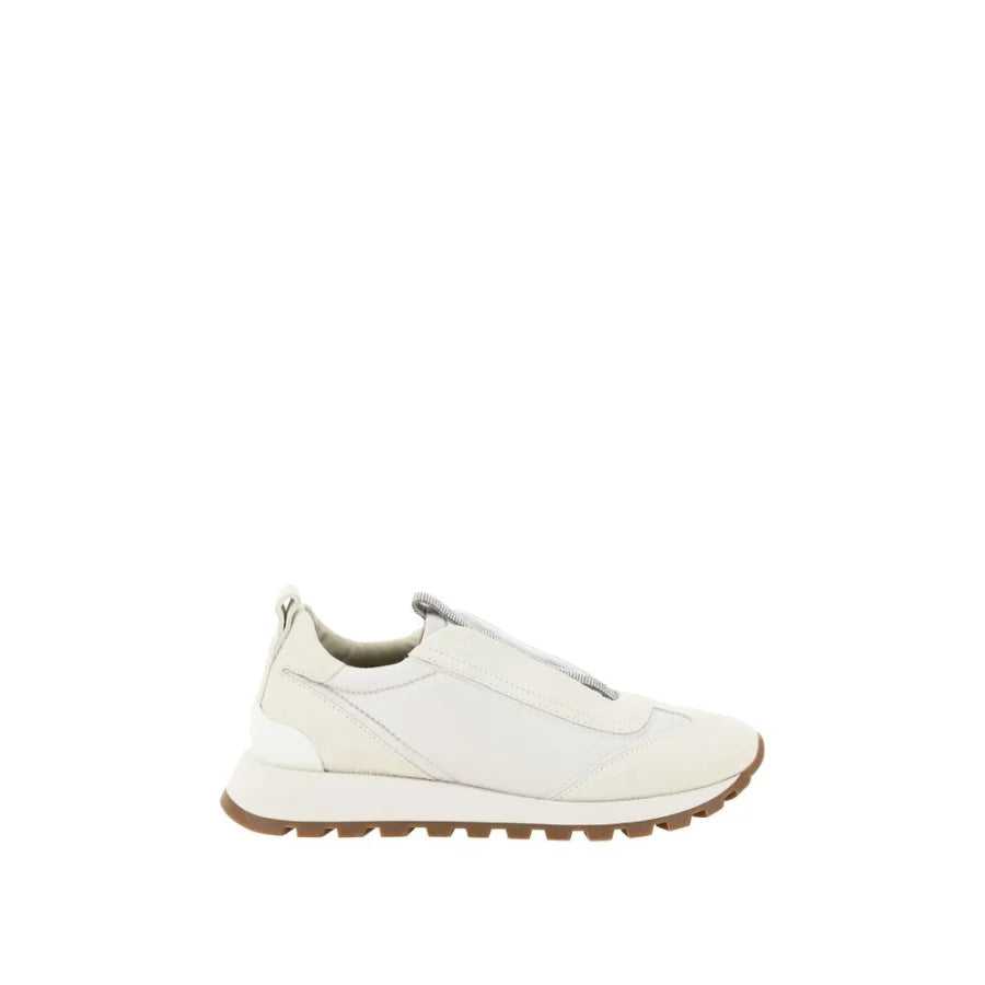 Brunello Cucinelli White Nylon Low Top Sneakers