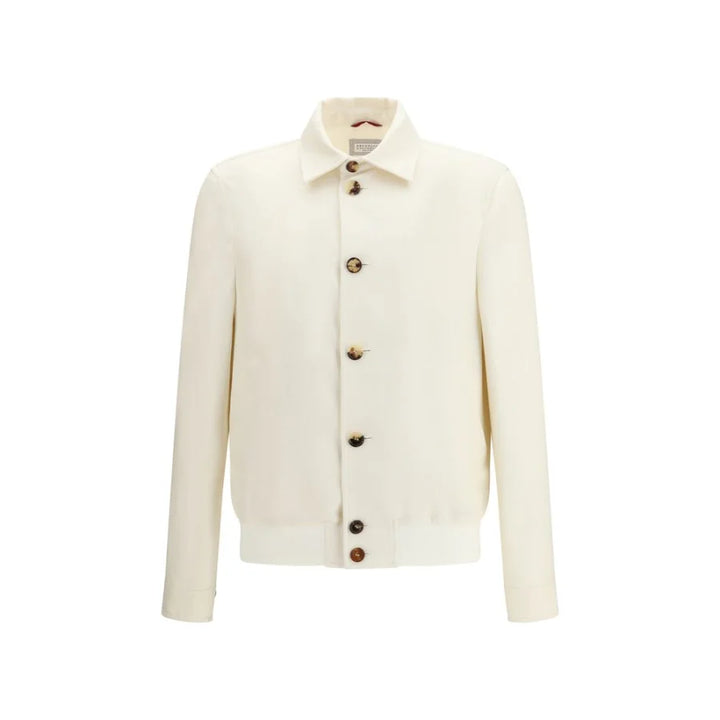 Brunello Cucinelli White Silk Shell Jacket