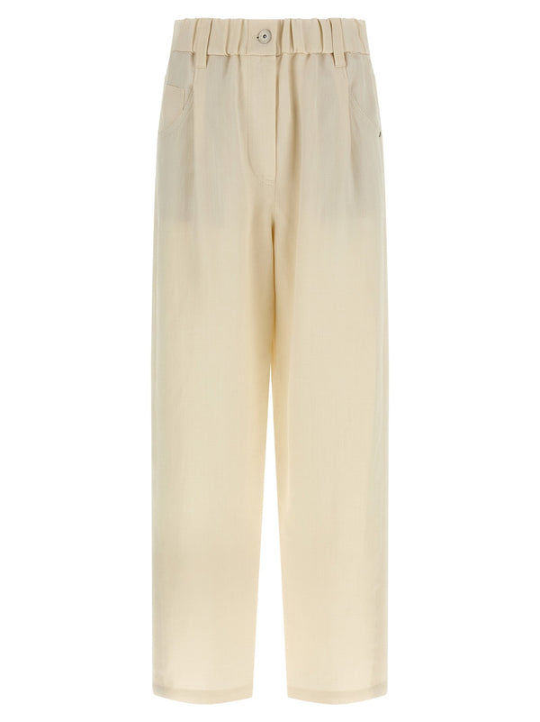 Brunello Cucinelli White Viscose Casual Pants