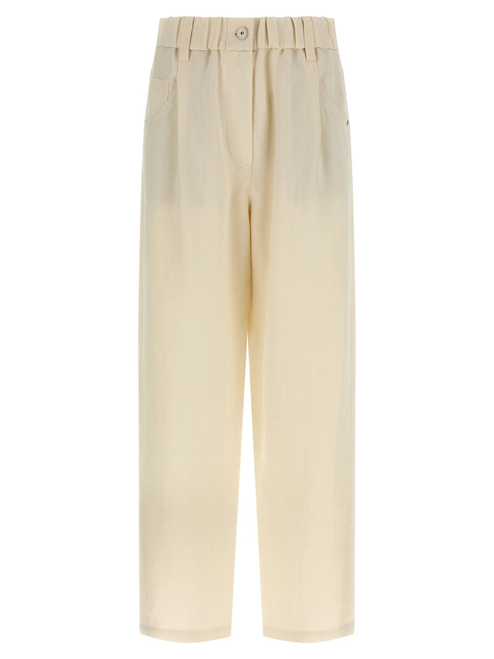 Brunello Cucinelli White Viscose Casual Pants
