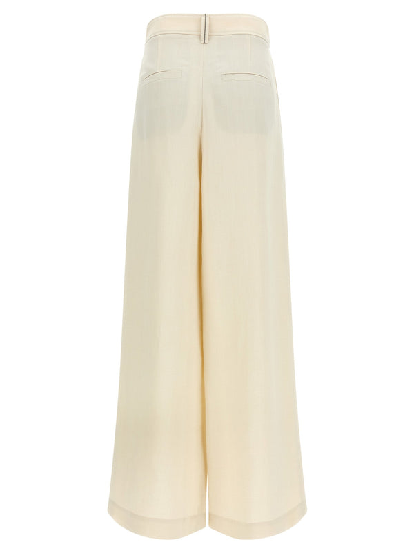 Brunello Cucinelli White Viscose Casual Pants